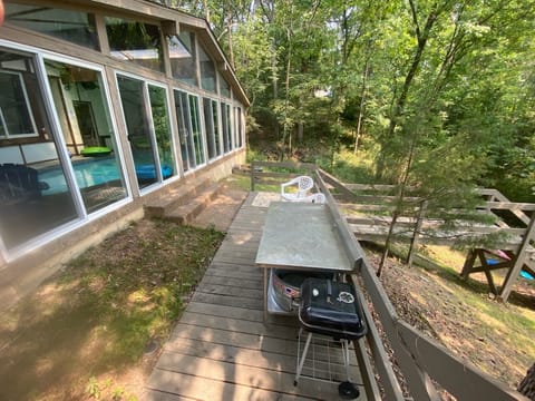 Decking off the pool room. 