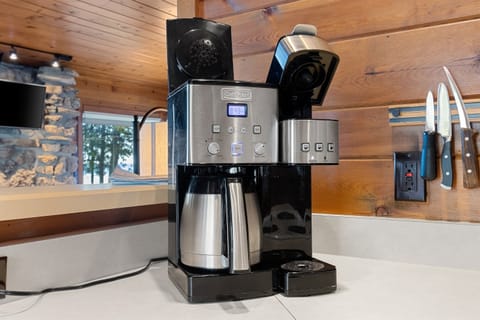 Coffee fans, we've got you covered! Rocky Shores features a healthy supply of ground coffee and K-cups that both work in our Cuisinart coffee maker.
