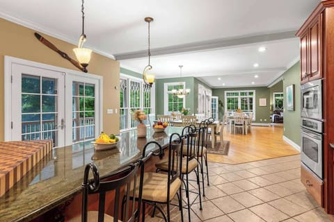 Fully equipped chef's kitchen.  Viking range & stove with 2nd stove available.  Double dishwasher, trash compactor, butchers block countertop, wet bar, granite countertops, & views of the lake!  Kitchenaid mixer, toaster, coffee makers and more.