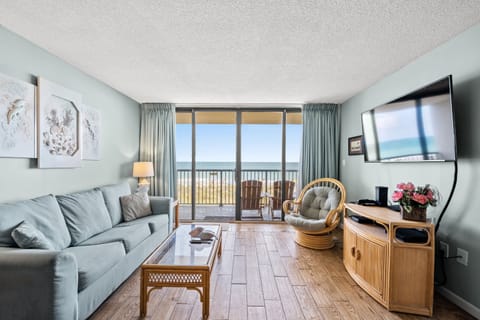 The oceanfront living room is perfect for family movie night!