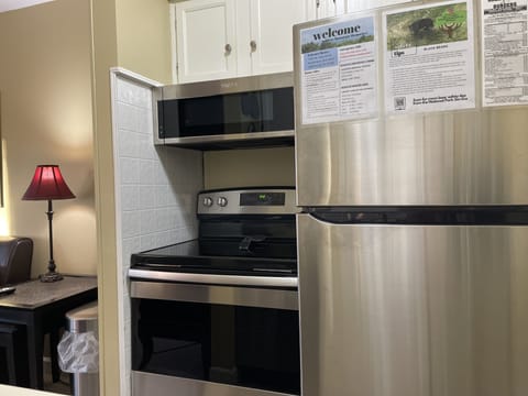 Location emergency info, bear safety tips, & menu for the Chalet Village Market.