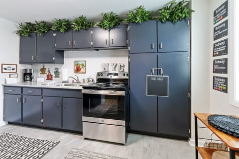 Kitchen, electric stove, drip coffee maker