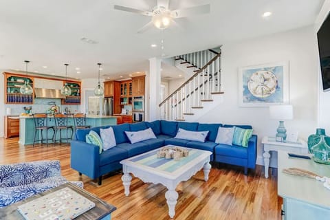 Ocean view living room - open to dining area and kitchen