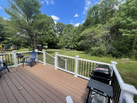 Rear Deck for barbecues looking across rear yard.