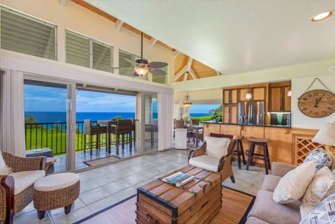 Ocean view from all windows in family room, kitchen, and dining area.