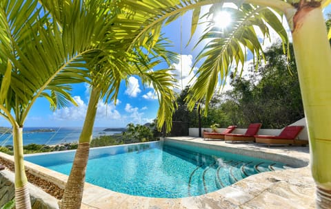 Pool area with stunning view on the bay