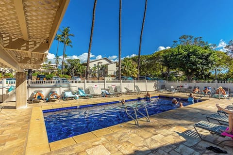 Morning swims under palm trees and blue Maui skies