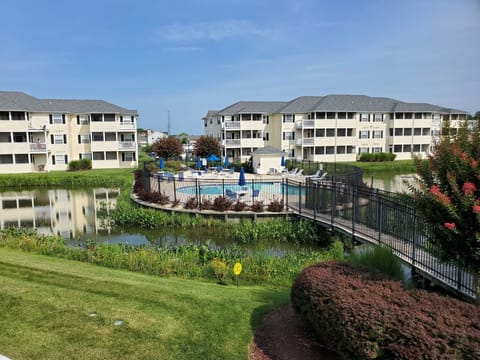2nd floor 3 bedroom overlooking the pond and pool.