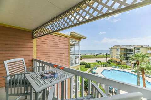 Balcony view of the resort pool and Gulf of Mexico