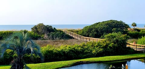 View from the balcony, just steps from the beach boardwalk. Unit is the 5th in.