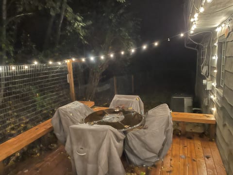 Back yard area : 
1- Barbecue 
Fenced back yard with seating for 8-10 . 