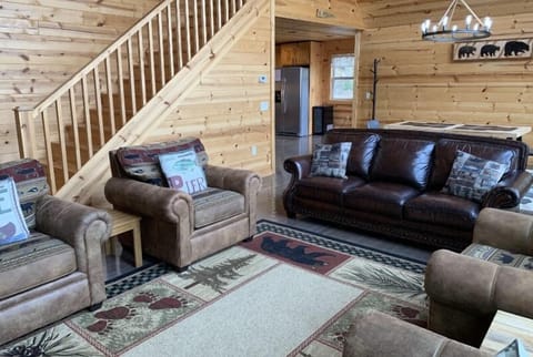 Living room looking into dining room & kitchen
