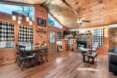 Your open-concept living and dining area is bright and airy.