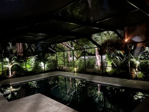 Pool with landscape lighting