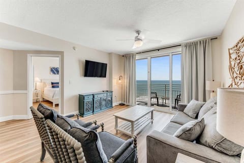 Comfortable living room with an amazing direct ocean front balcony