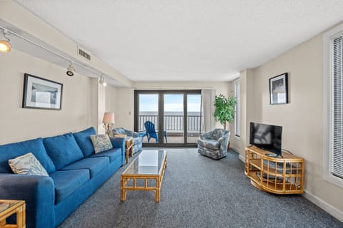 The ocean front living room is fabulous for movie night with the family.