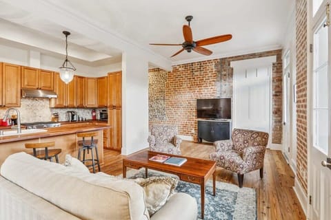 Seating Area with Tall Ceilings and Fans