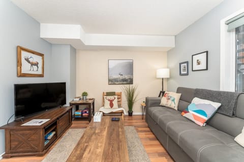 Well decorated suite with warm lighting to make you feel comfortable after a long day of exploring Canmore and Banff