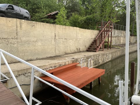 New swimming dock and your own private board walk with boat dock and hammock!