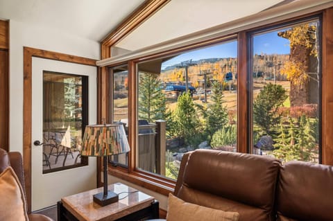 Enjoy the expansive views of Snowmass mountain right from the living room window and patio!