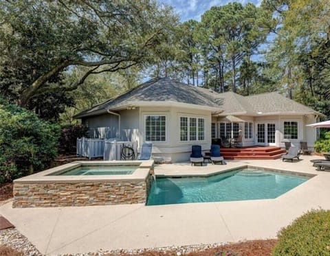 Rear View of Home with Private Pool and Spa