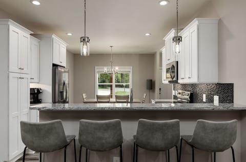 counter height bar into kitchen