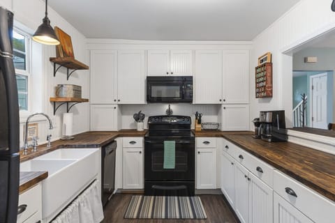 Large kitchen with a drip coffee maker + ground coffee and a Keurig. Stocked with everything you could need!