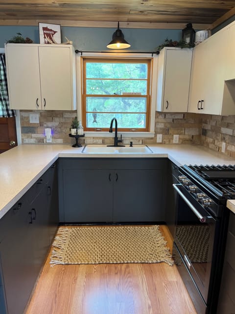 Fully stocked kitchen with most things you would need to cook and bake.