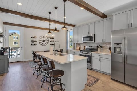 Fully stocked kitchen and coffee bar.