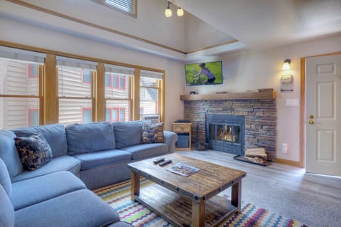 Living Area with Fireplace and Smart TV