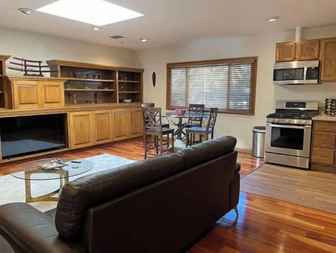 Entry view of great room, kitchen and dining area..