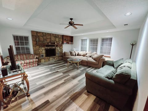 Living Room - sofa bed, oversized sectional, love seat, TV, fireplace