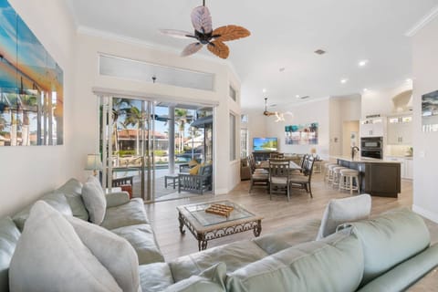 This spacious, open floorplan home offers plenty of places to sit to gather together or spread out.