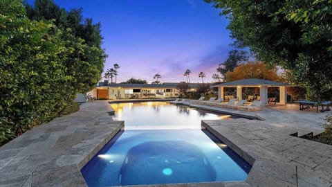 As the sun sets, the pool comes alive, pure magic every evening.