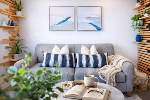 Living room with sofa and greenery