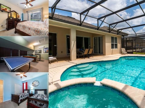 Vacation rental near Disney managed by Orlando rent a villa with a screened in pool and spa.