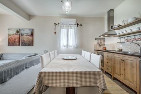 Fridge, electric kettle, highchair, dining tables