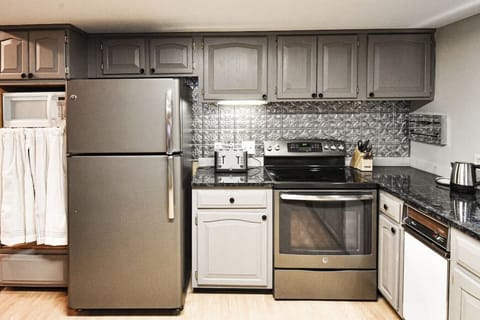 The large, well-appointed kitchen with plenty of counter space