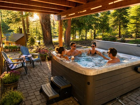 Soak away your cares in your private hot tub, surrounded by towering pines and mountain air. Laughter, warm bubbles, and golden-hour light make every moment here unforgettable.