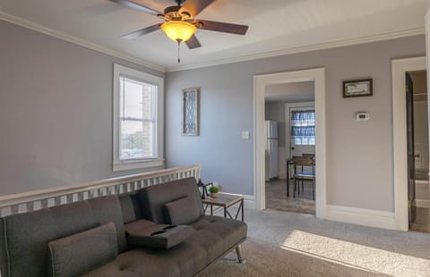 Another view of the twin futon in upper-level entry. 