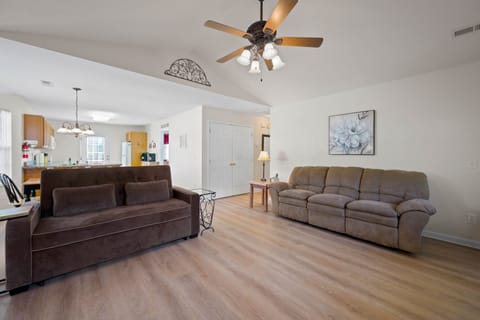 Futon seating coverts to a queen-sleeper