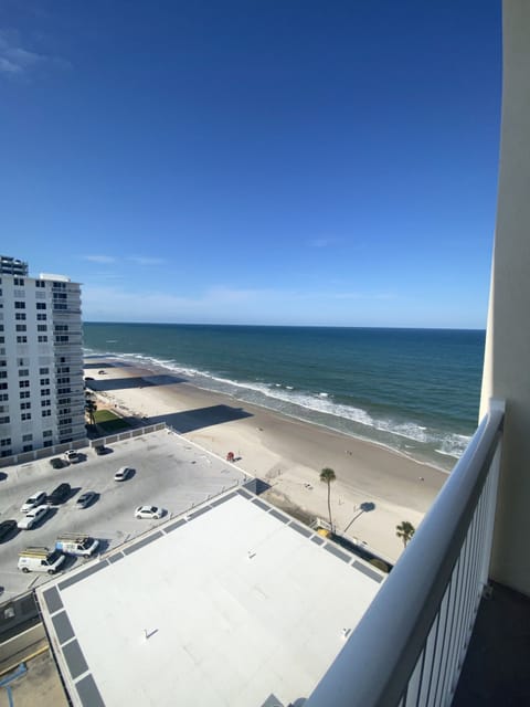 Condo balcony view.