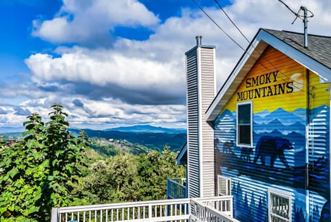 Custom two story hand painted mural of the Smokies! Breathtaking views surround!