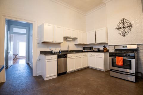Spacious kitchen with stainless steel appliances