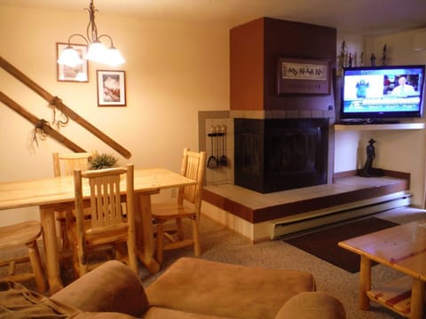 Fireplace uses duraflame logs.