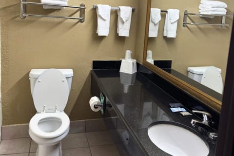 Bathtub, towels, soap, shampoo