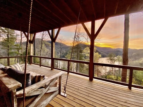 Private Lower Deck Overlooks Stunning Mountain Lake Views