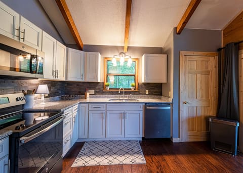 Mountain Oasis Cabin Rental - Living Room with Fully Equipped Kitchen