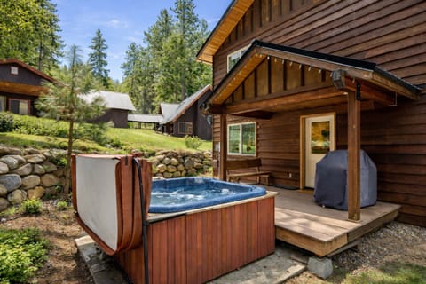 Out back of the cabin you will find your year round private hot tub, propane firepit and propane grill.