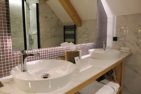 Lake Suite Igloo | Bathroom | Shower, rainfall showerhead, hair dryer, bathrobes
